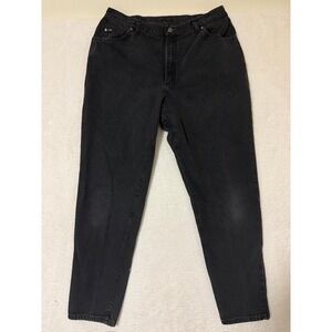 Vintage Lee Jeans Women's 22W Black Tapered Leg Denim Pants Relaxed Fit 90s